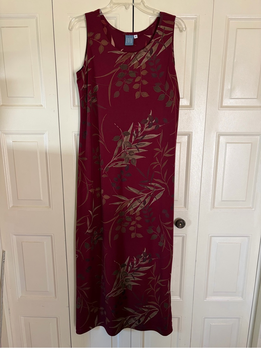 Retro 90s Classy Burgundy Gold Maxi Dress  Sleeveless IVY Casual Layer size M
